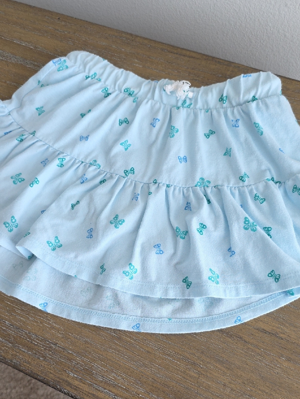 Cat & Jack Light Blue Ruffle Skirt with Tiny Butterfly Print